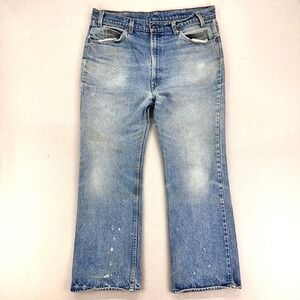 VTG 80s Levi's Jeans 517 Mens 35x27 Bootcut Faded Distressed Whiskers Orange Tab